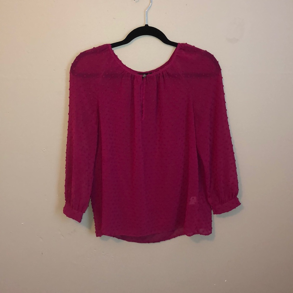 J Crew pink long sleeve Swiss dot blouse
